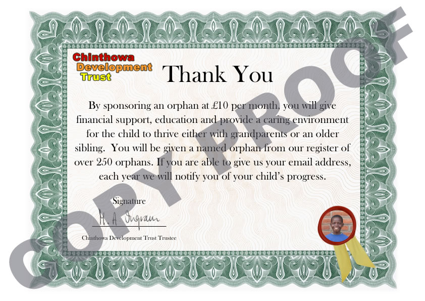 CDT thank you certificate Sponsor