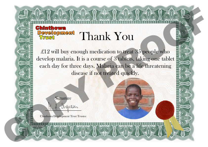 £12 Thank you certificate